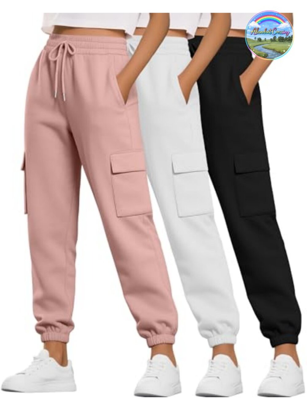 3 Pack Women's Cargo Sweatpants Joggers with Pockets